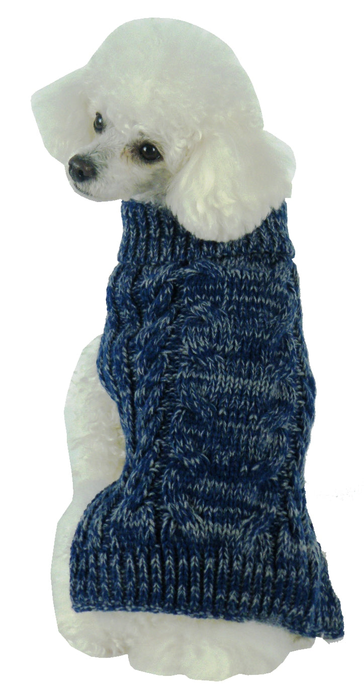 Pet Life ® Classical 'True Blue' Heavy Cable Knitted Ribbed Fashion Dog Sweater - Image 4