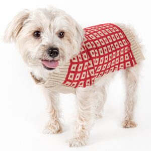 Pet Life ® 'Butterscotch' Box Weaved Heavy Cable Knitted Designer Turtle Neck Dog Sweater