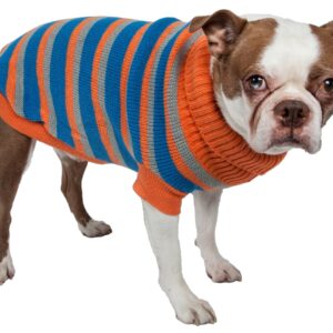 Pet Life ® Heavy Cable Knitted Striped Fashion Designer Polo Dog Sweater