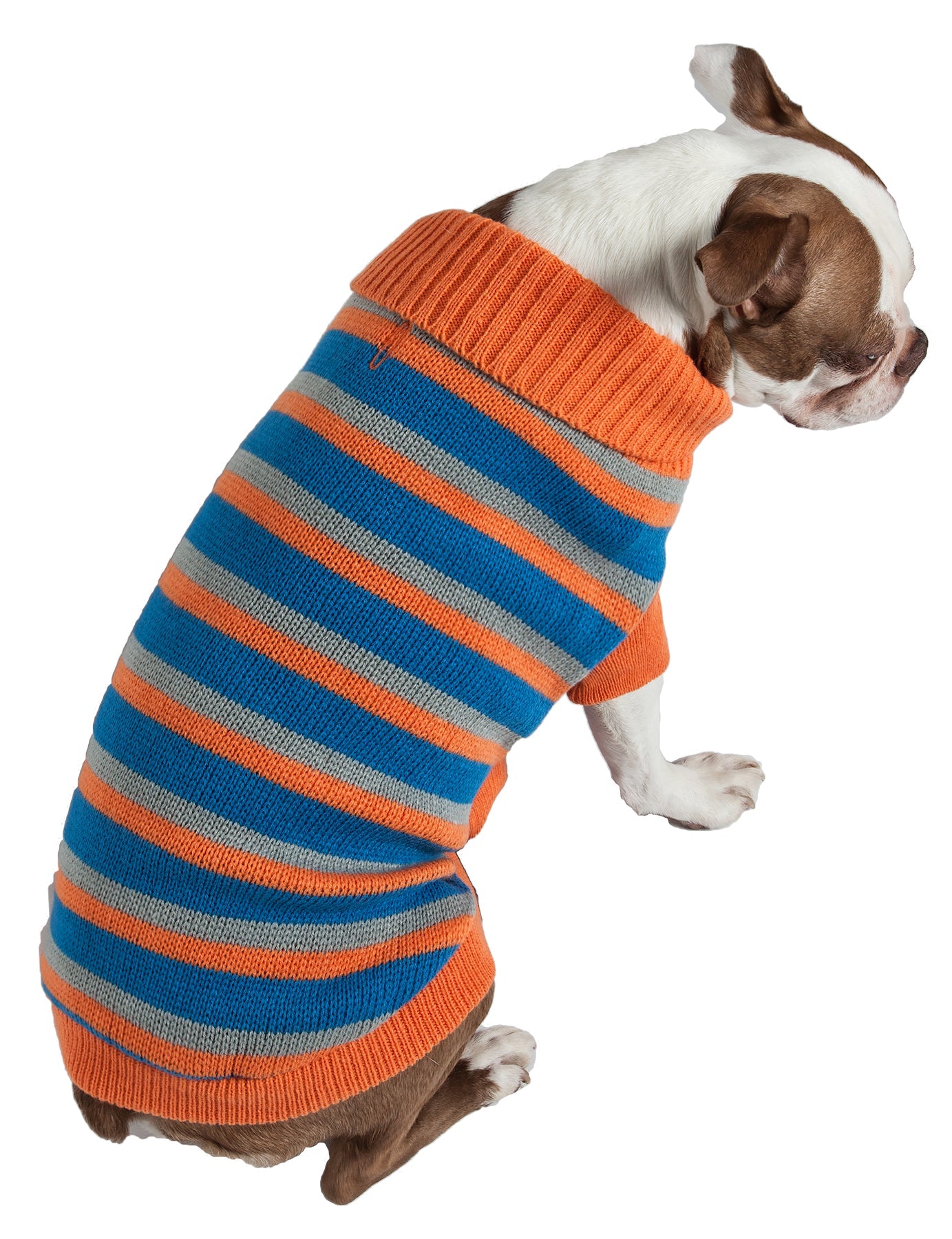 Pet Life ® Heavy Cable Knitted Striped Fashion Designer Polo Dog Sweater - Image 4