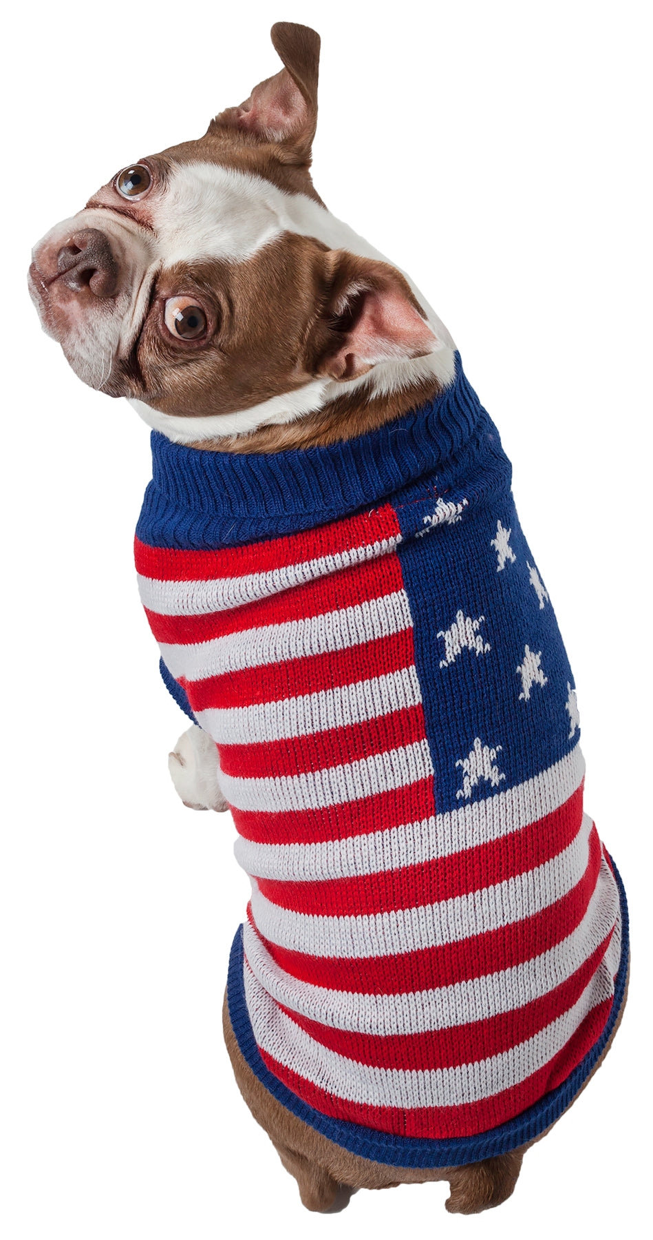 Pet Life ® 'Patriot Independence Star' Heavy Knitted Fashion Ribbed Turtle Neck Dog Sweater - Image 5