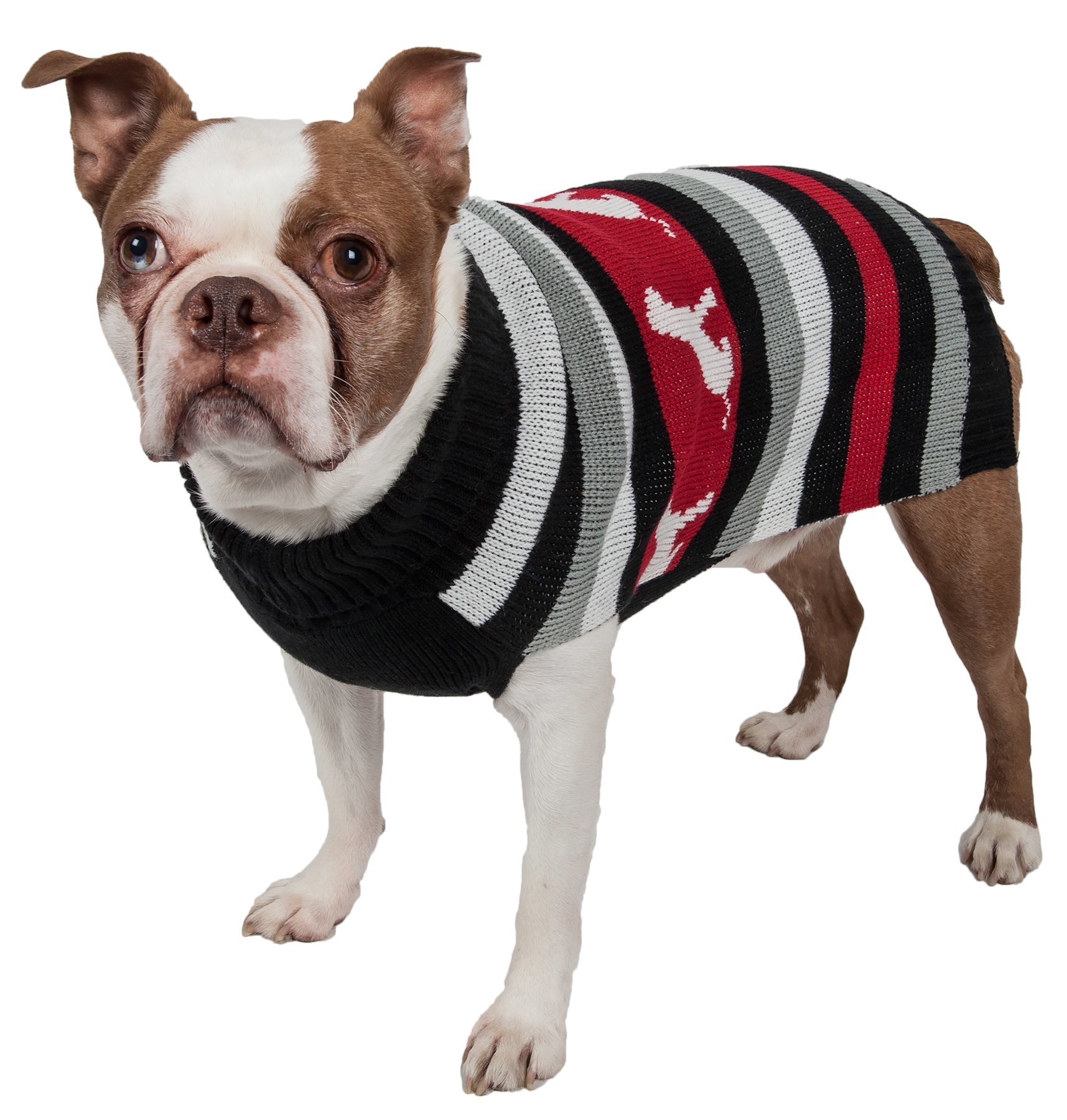 Pet Life ® Dog Patterned Fashion Striped Ribbed Turtle Neck Dog Sweater - Image 2