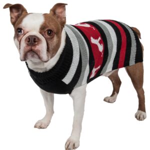 Pet Life ® Dog Patterned Fashion Striped Ribbed Turtle Neck Dog Sweater
