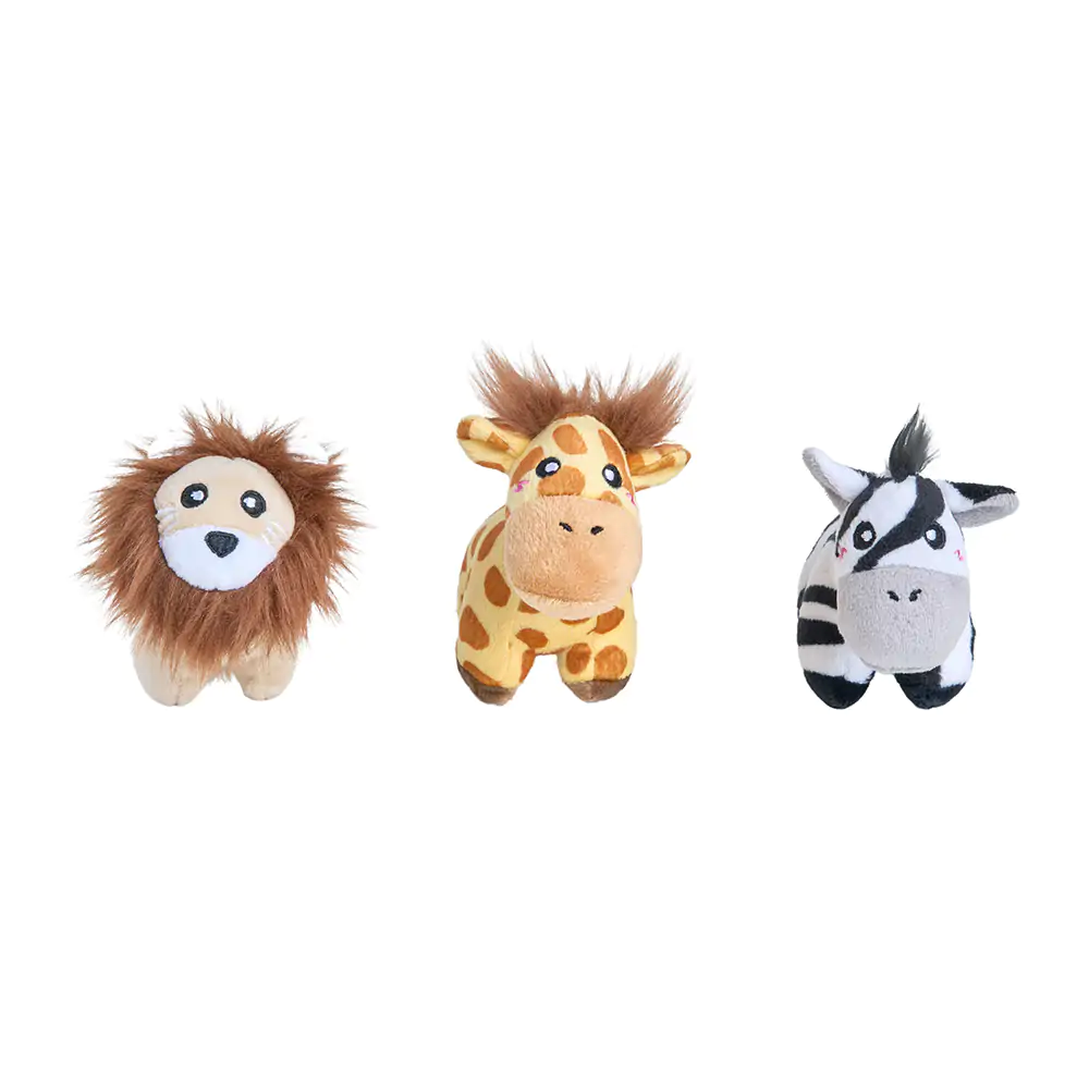 ZippyPaws Miniz 3pk Jungle Safari Plush Dog Toy